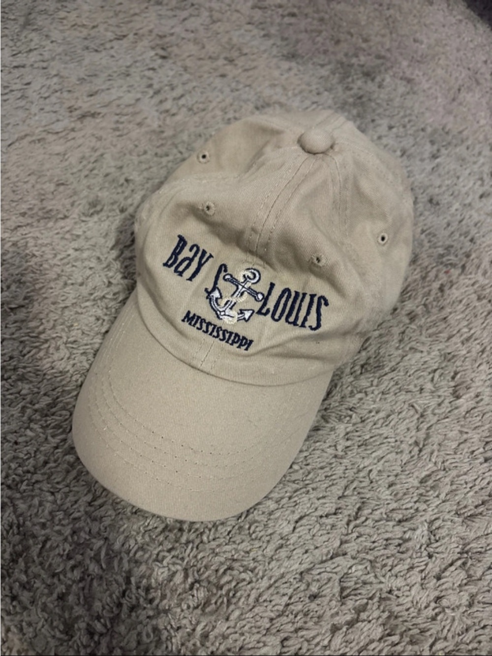Source Unknown Bay Louis Anchor Cap - Beige with Navy Embroidery